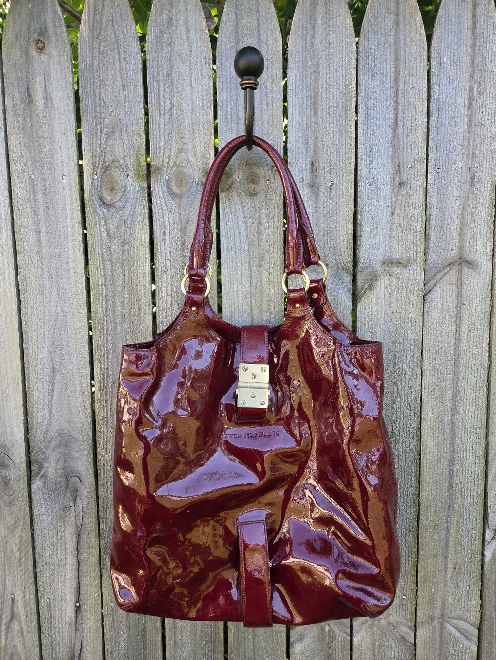 Twenty8Twelve By S.Miller Burgundy Patent Leather Tote Bag Sienna Miller Rare